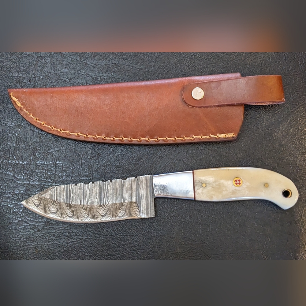 Damascus steel blade men's hunting skinner knife, T1-L